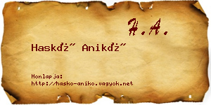 Haskó Anikó névjegykártya